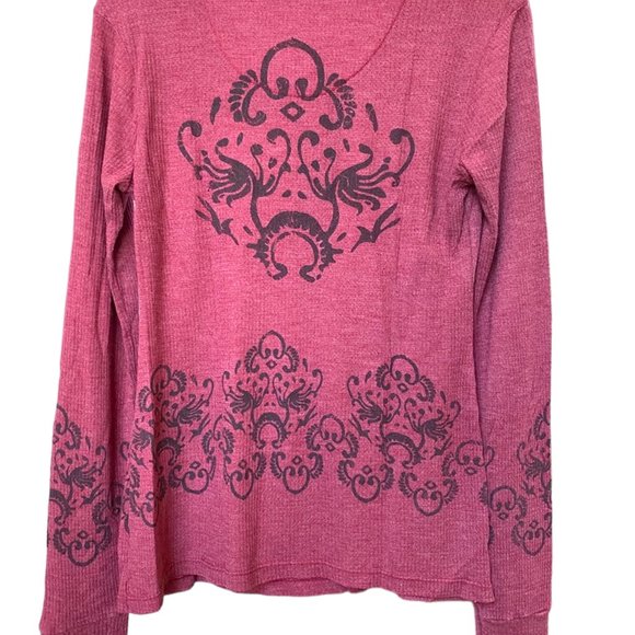 America Buddha Long Sleeve Yoga Meditate Pullover Button Front Top Sz S #04 - Picture 5 of 9